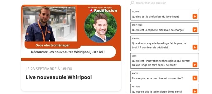 Whirlpool fait son live shopping en direct sur Boulanger.fr