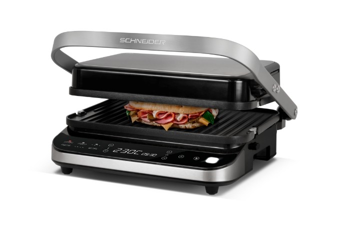 Schneider SCGR2000X, un trois en un qui fait grille-viande, plancha et gaufrier