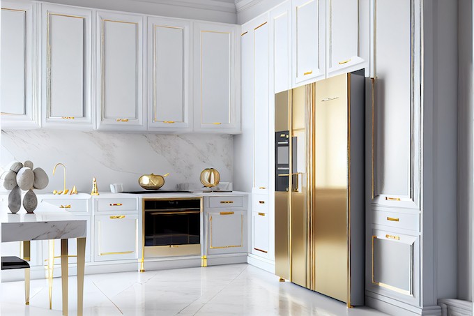Tendance couleur :  si vous craquiez pour une cuisine en blanc et or